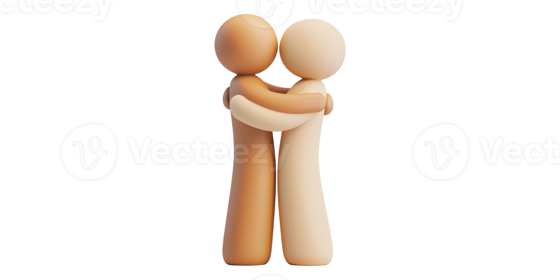 Two figurines embracing each other isolated on transparent background png