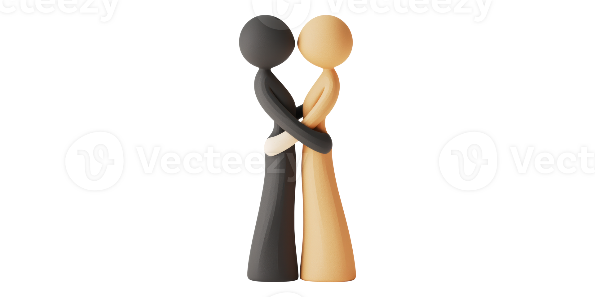 Abstract figures of two people embracing isolated on transparent background png