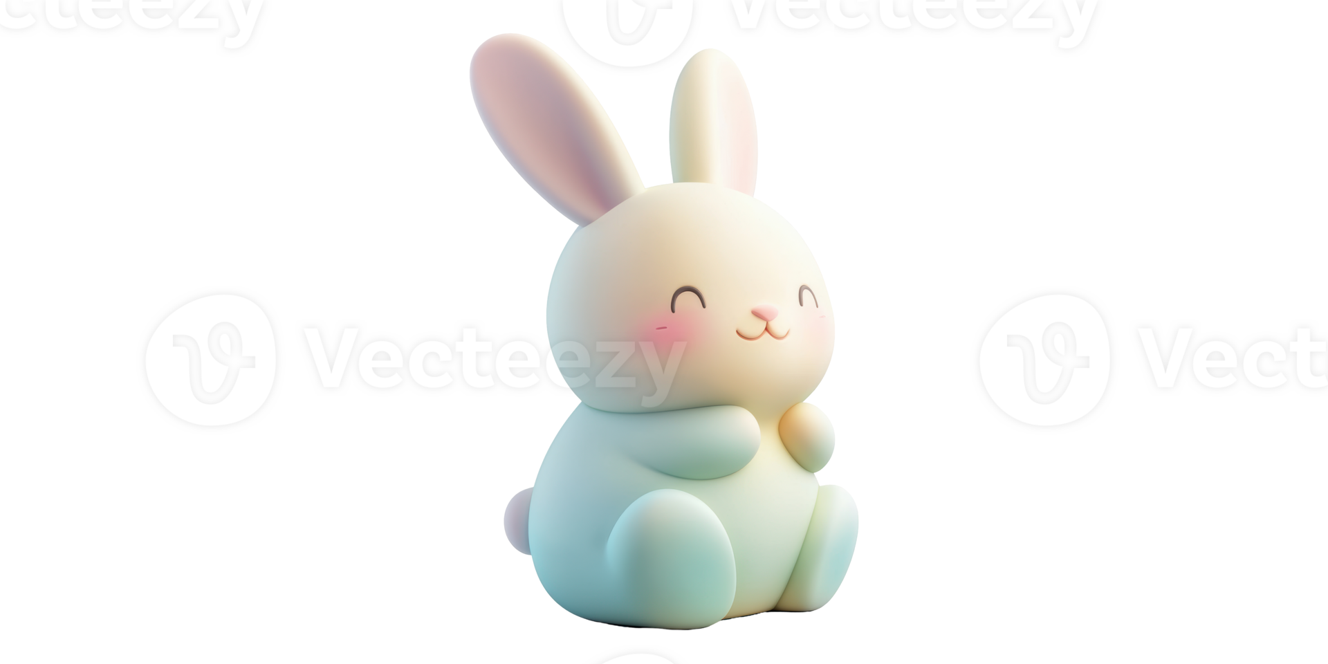 Cute bunny figurine with blush cheeks isolated on transparent background png