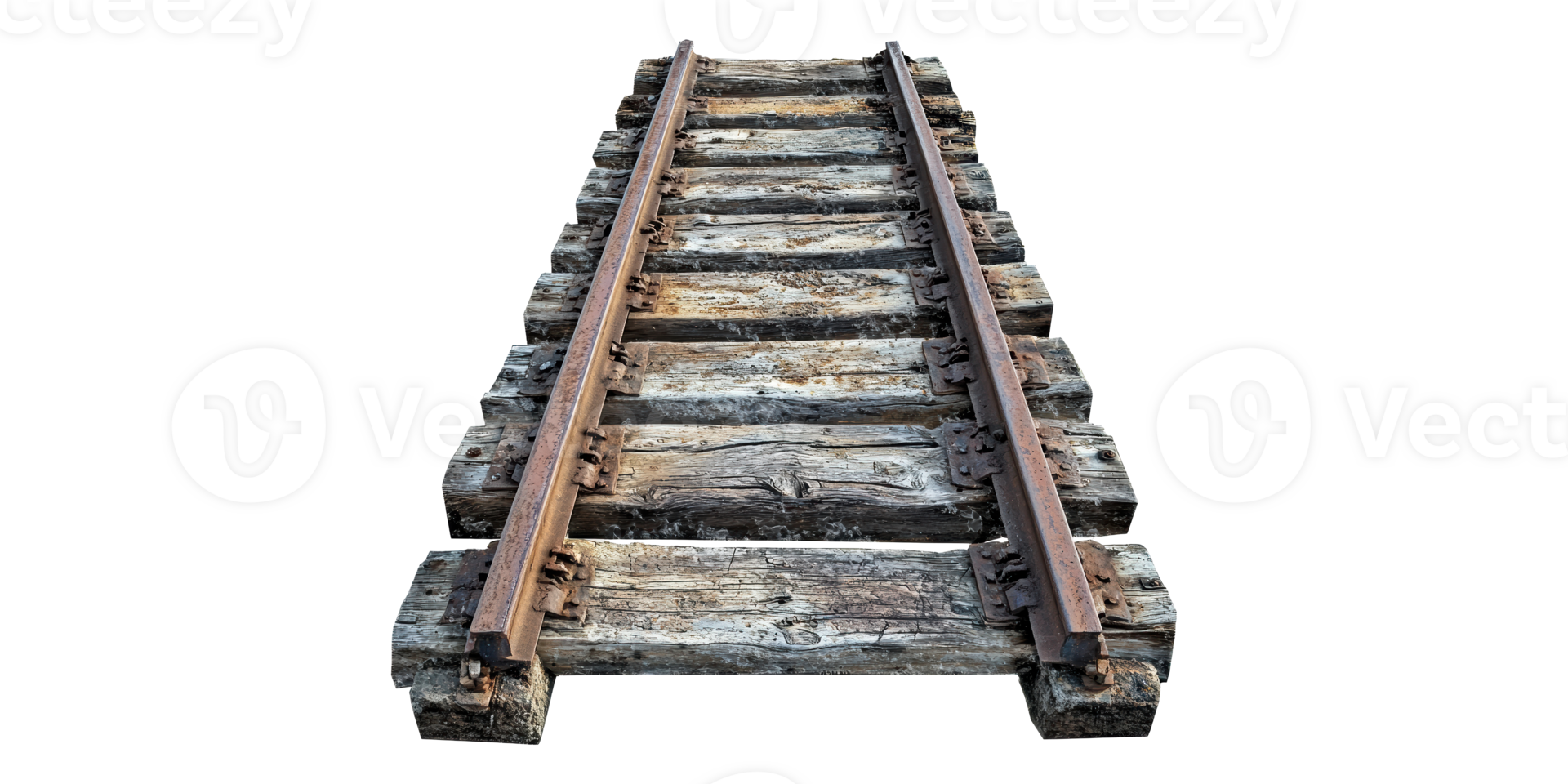 Section of Wooden Train Tracks Isolated on Transparent Background png