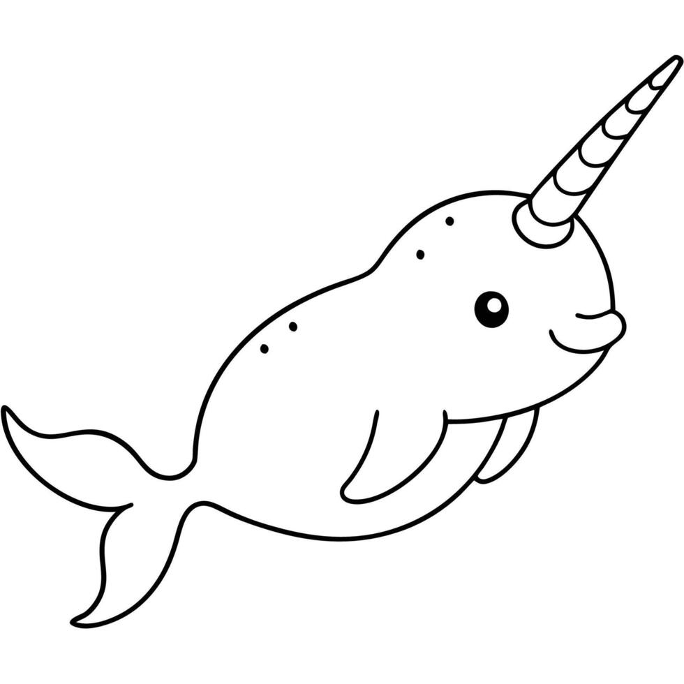 Adorable Narwhal Unicorn in a Mystical Sea Adventure vector