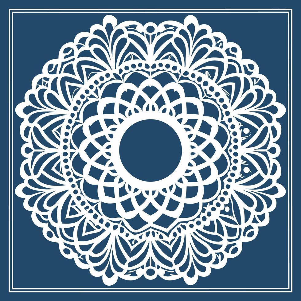 Square Lace Panel with Ornate Round Frame and Intricate Details vector