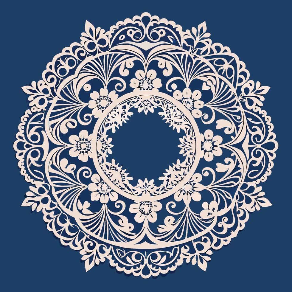 Enchanting Lace Wedding Invitation Laser Cut Paper Cut Template vector