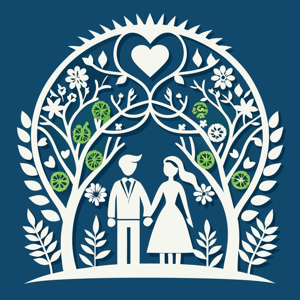 Intricate Laser Cut Papercut Template for an Unforgettable Gate Wedding Invitation vector
