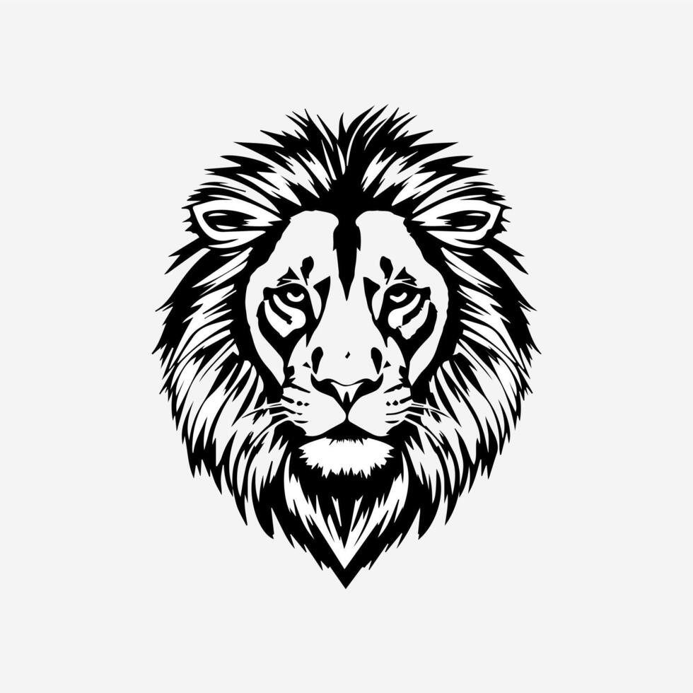 Lion face silhouette illustration. vector