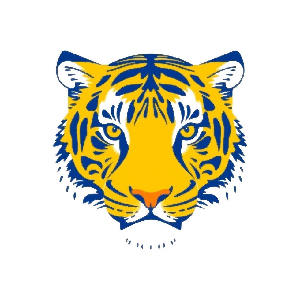 3d colorful tiger face silhouette illustration. vector