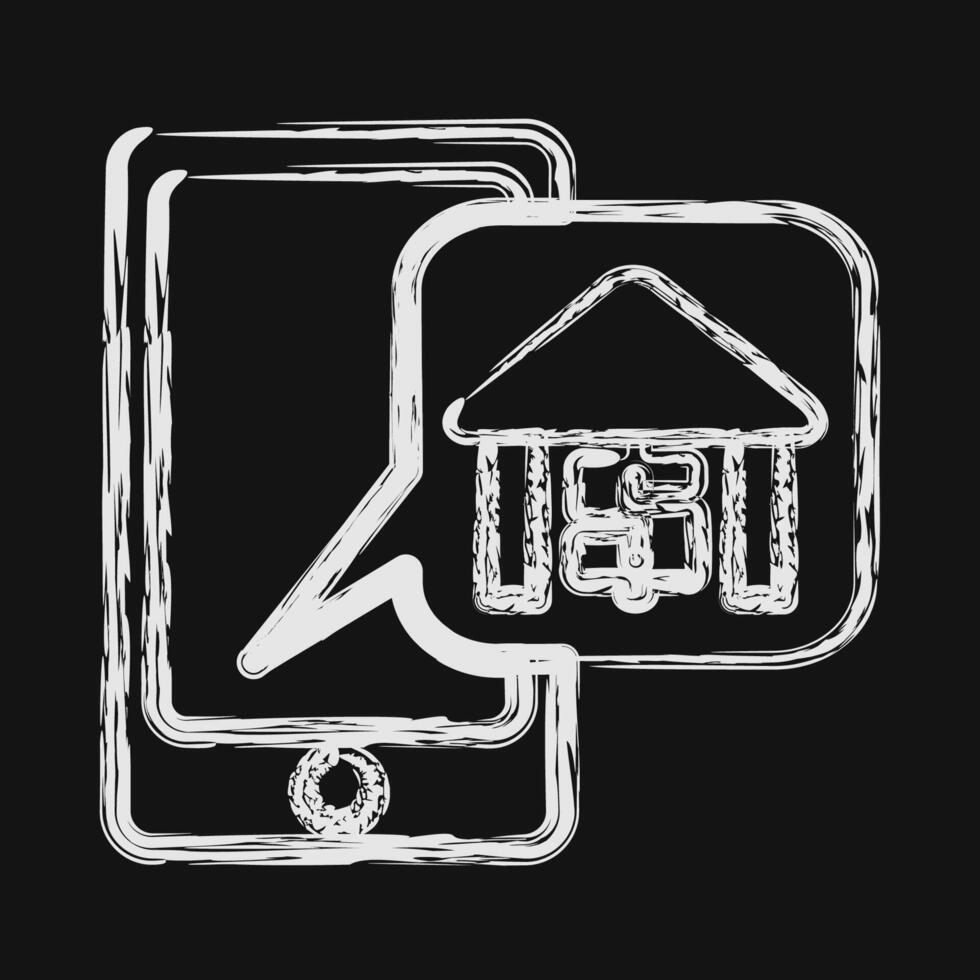 Icon online banking. Cashless society elements. Icon in chalk style. vector