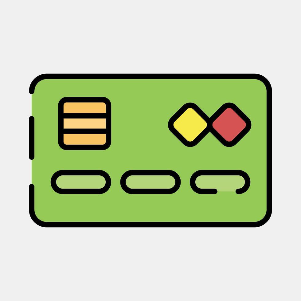 Icon debit card. Cashless society elements. Icon in filled line style. vector