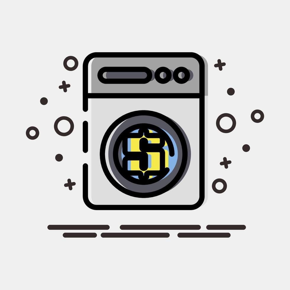 Icon money loundry. Cashless society elements. Icon in MBE style. vector