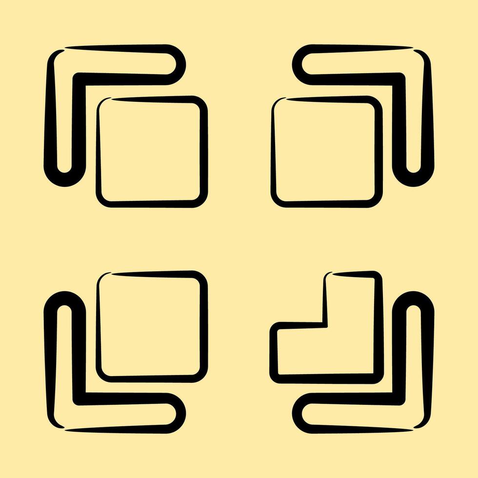 Icon qr code scan. Cashless society elements. Icon in hand drawn style. vector