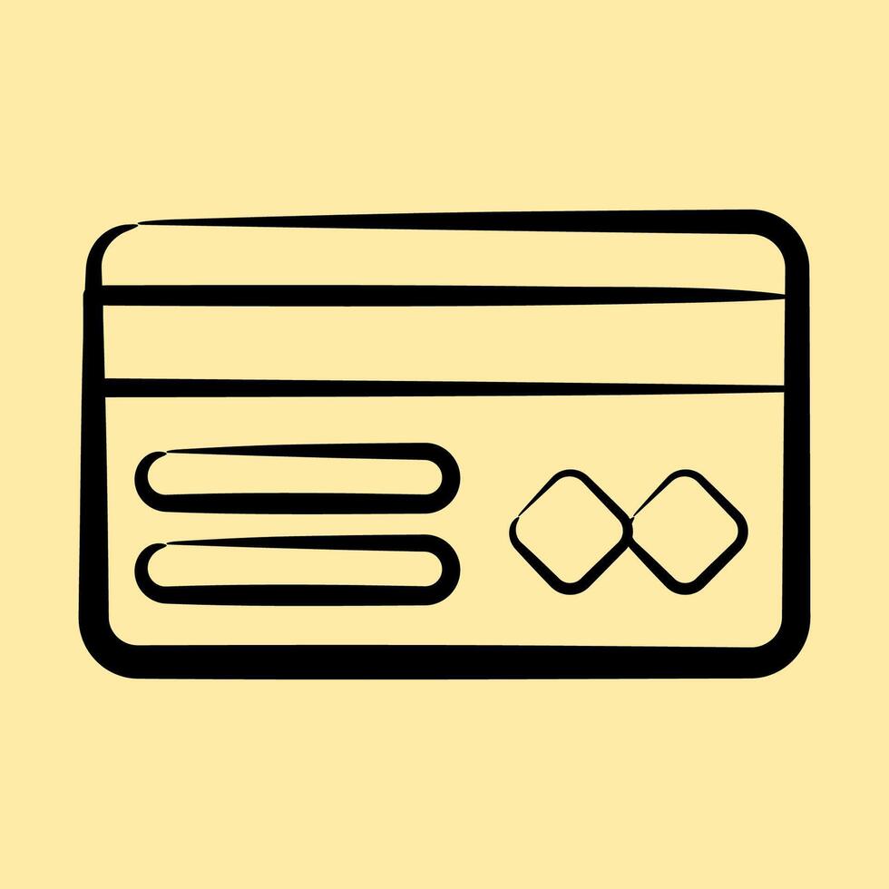 Icon credit card. Cashless society elements. Icon in hand drawn style. vector