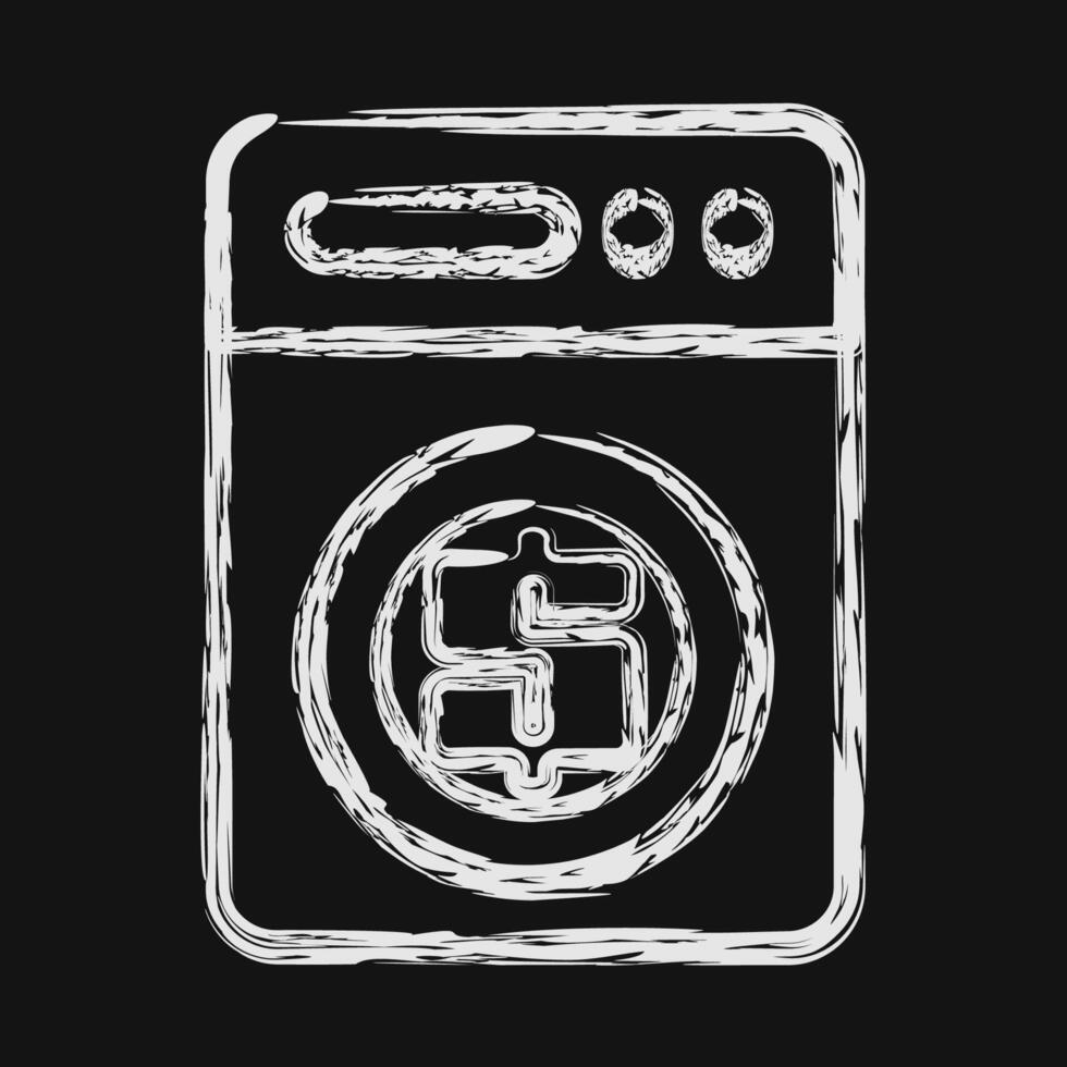 Icon money loundry. Cashless society elements. Icon in chalk style. vector