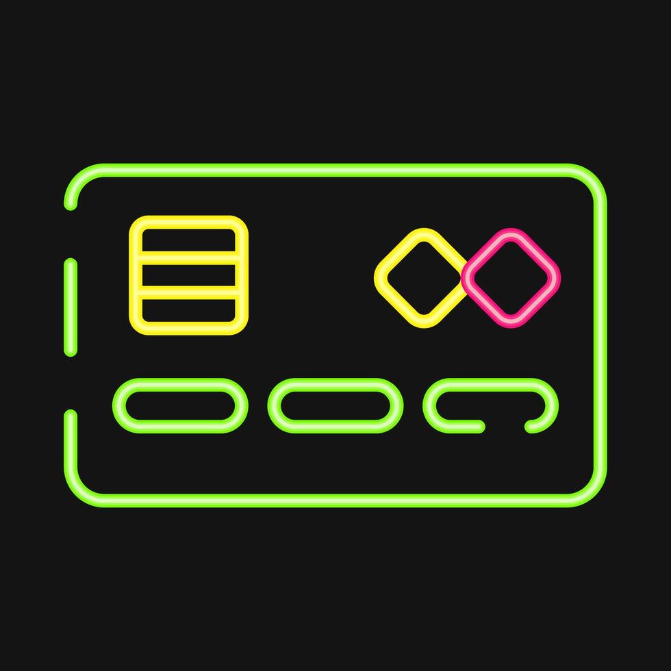 Icon debit card. Cashless society elements. Icon in neon style. vector