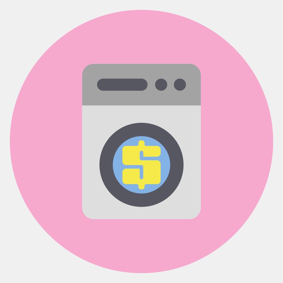 Icon money loundry. Cashless society elements. Icon in color mate style. vector
