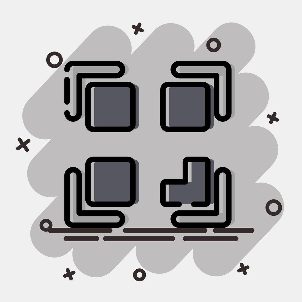 Icon qr code scan. Cashless society elements. Icon in comic style. vector