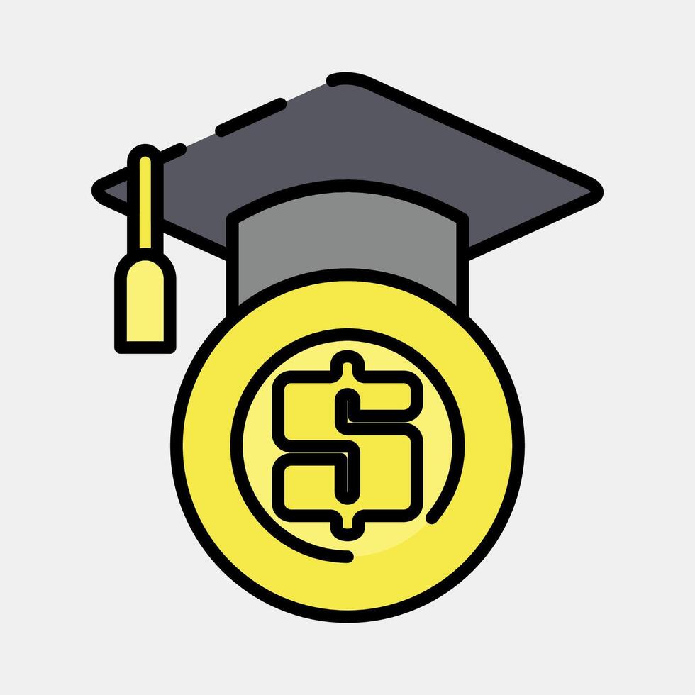Icon financial literacy. Cashless society elements. Icon in filled line style. vector