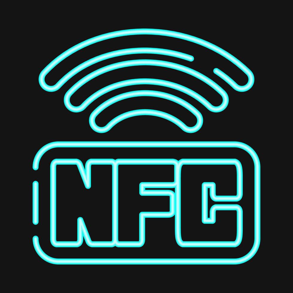 Icon nfc payment. Cashless society elements. Icon in neon style. vector