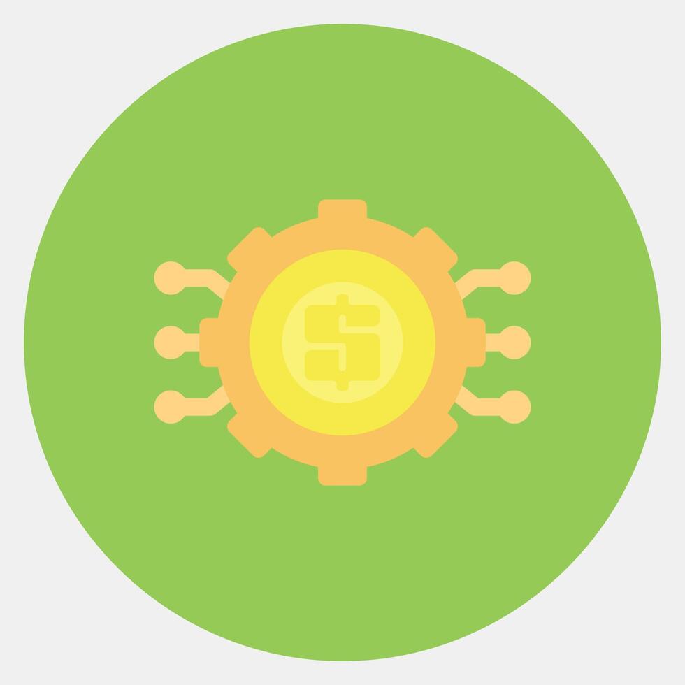 Icon cashless technology. Cashless society elements. Icon in color mate style. vector