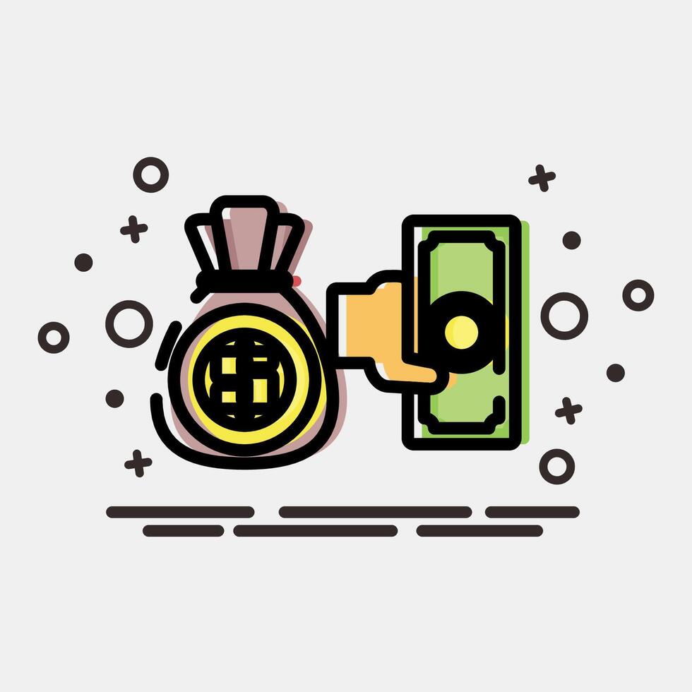 Icon cash back. Cashless society elements. Icon in MBE style. vector