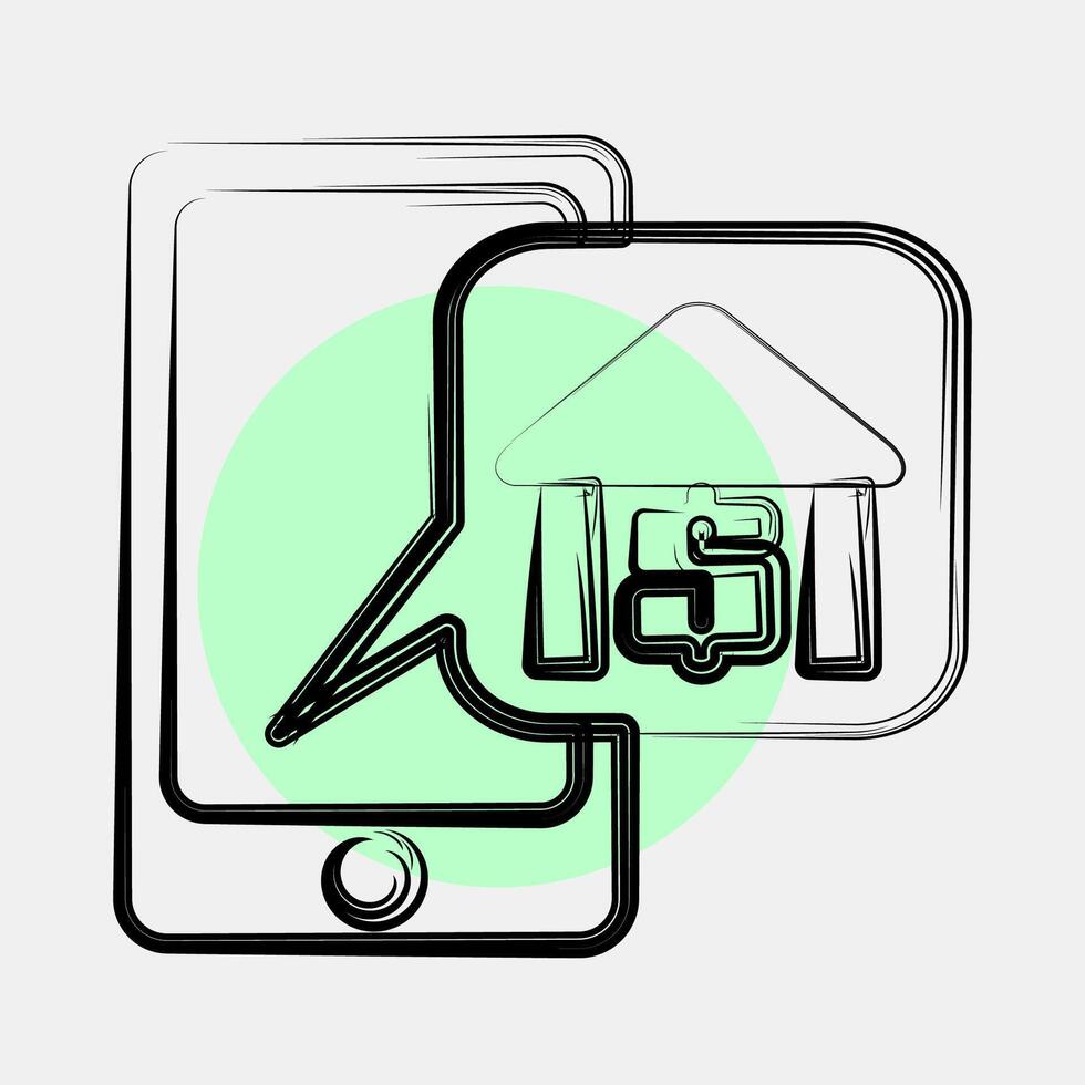 Icon online banking. Cashless society elements. Icon in color spot style. vector