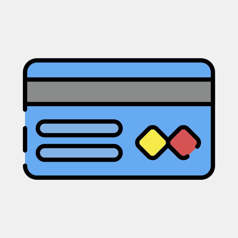 Icon credit card. Cashless society elements. Icon in filled line style. vector