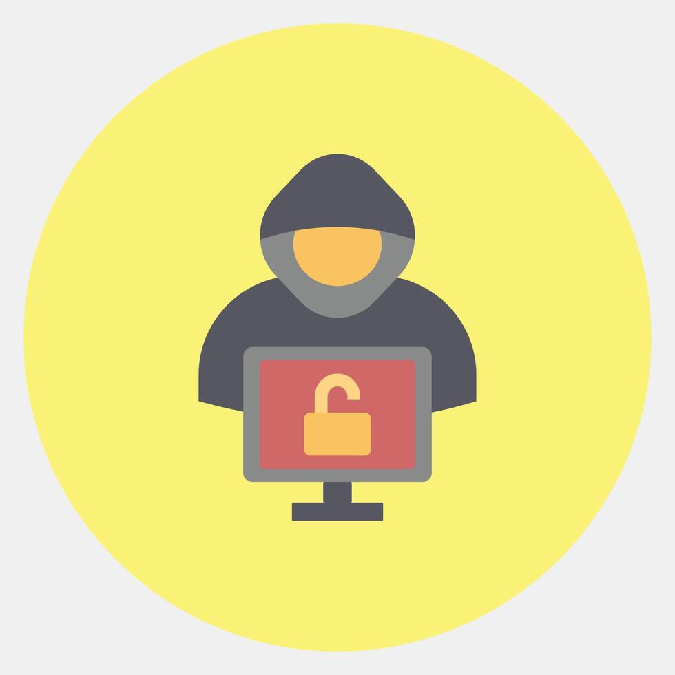 Icon cyber crime. Cashless society elements. Icon in color mate style. vector