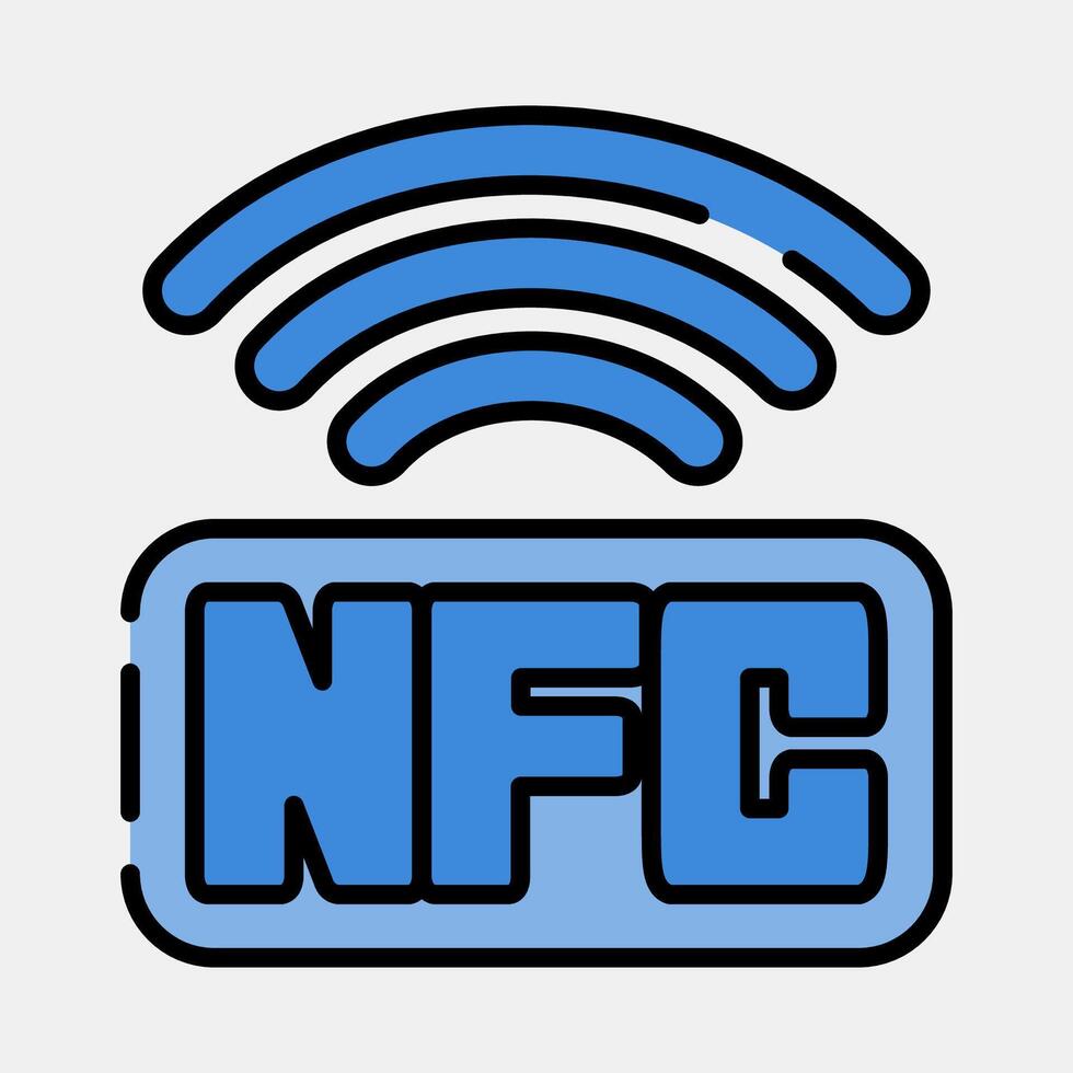 Icon nfc payment. Cashless society elements. Icon in filled line style. vector