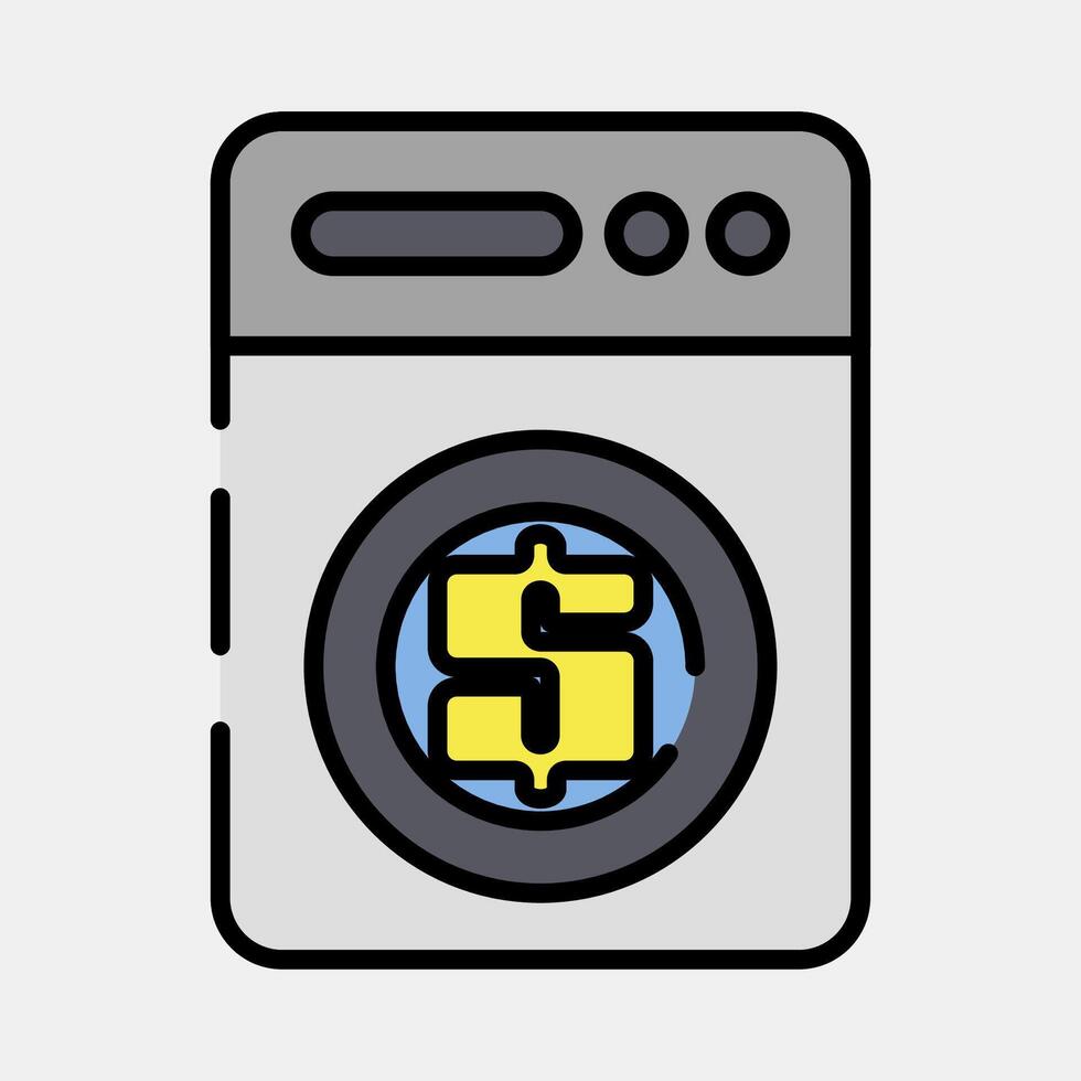 Icon money loundry. Cashless society elements. Icon in filled line style. vector