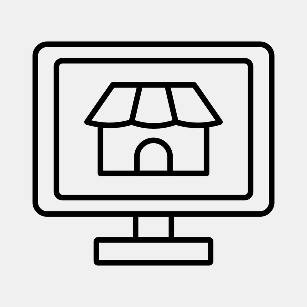 Icon market place. Cashless society elements. Icon in line style. vector