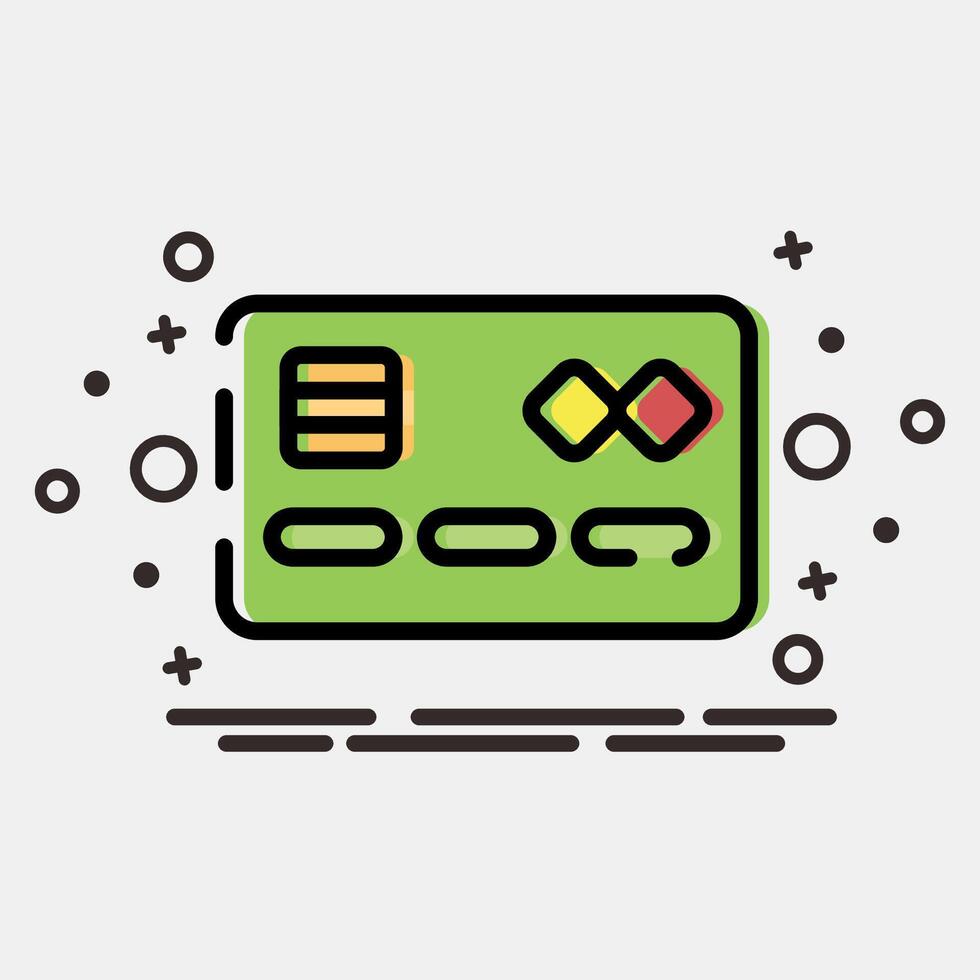 Icon debit card. Cashless society elements. Icon in MBE style. vector