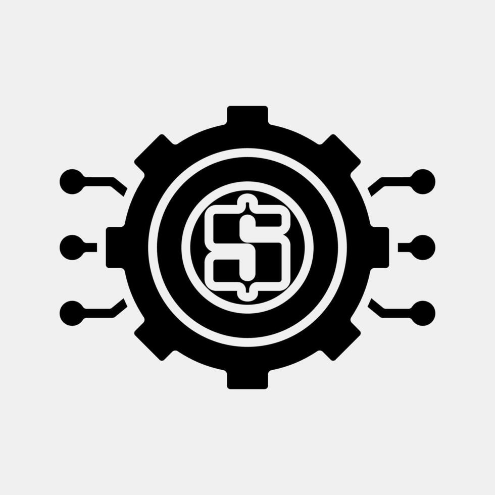 Icon cashless technology. Cashless society elements. Icon in glyph style. vector