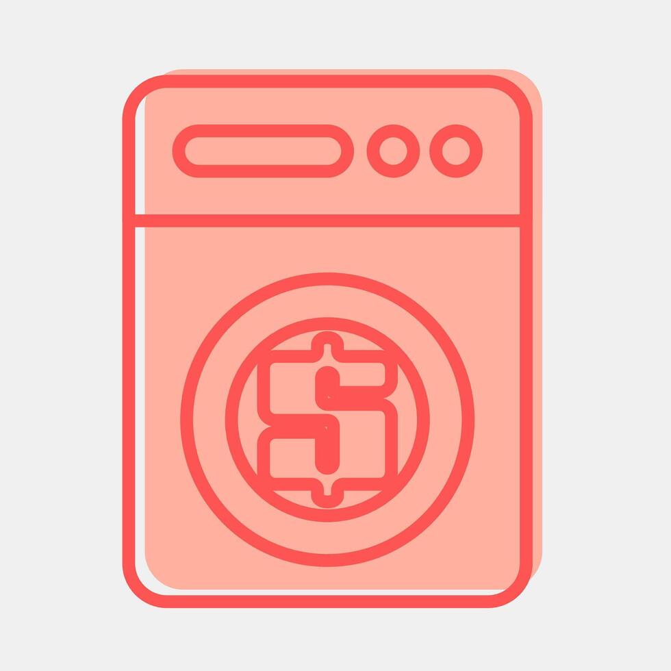Icon money loundry. Cashless society elements. Icon in two tone style. vector