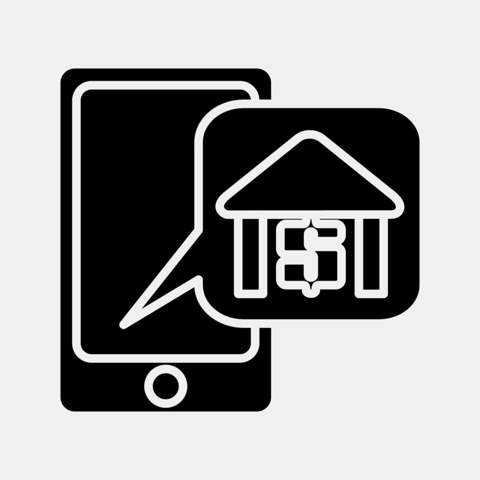 Icon online banking. Cashless society elements. Icon in glyph style. vector