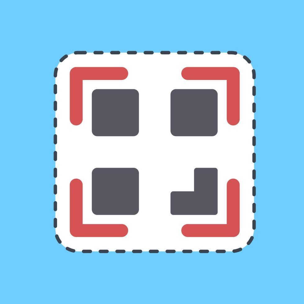Cutting line sticker qr code scan. Cashless society elements. vector