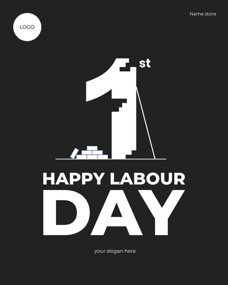 Illustration design template number one construction minimalist vector