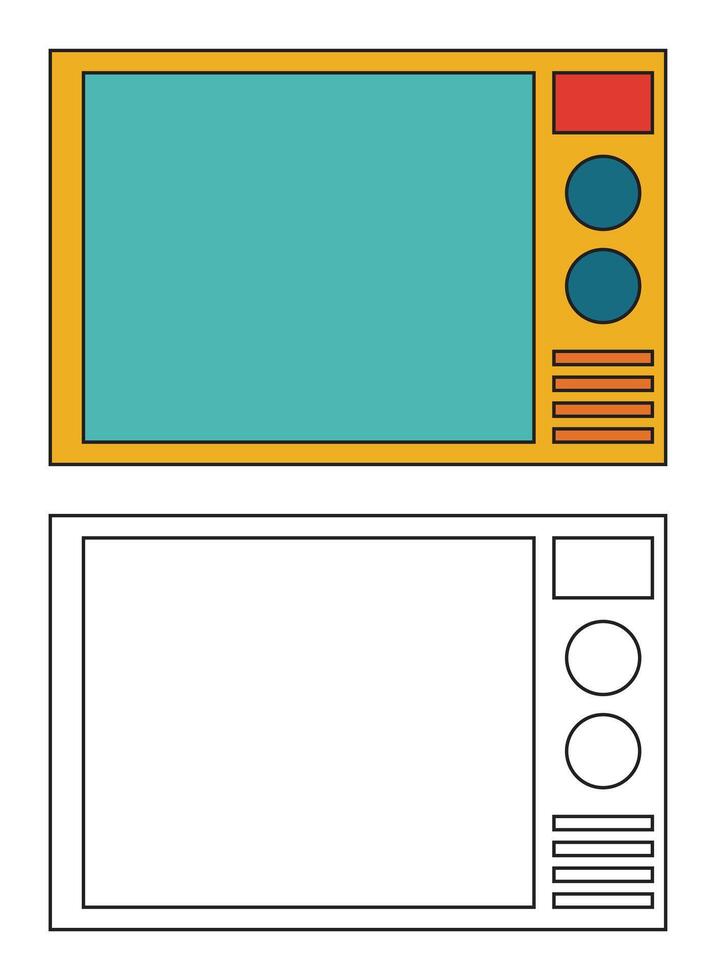 Illustration television retro with line art vector