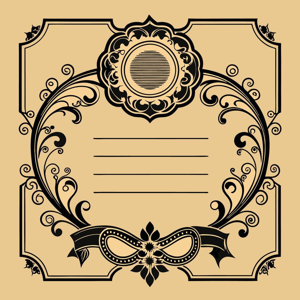 Elegant and Ornate Certificate Template in Beige and Gold Accents for Formal Recognition vector