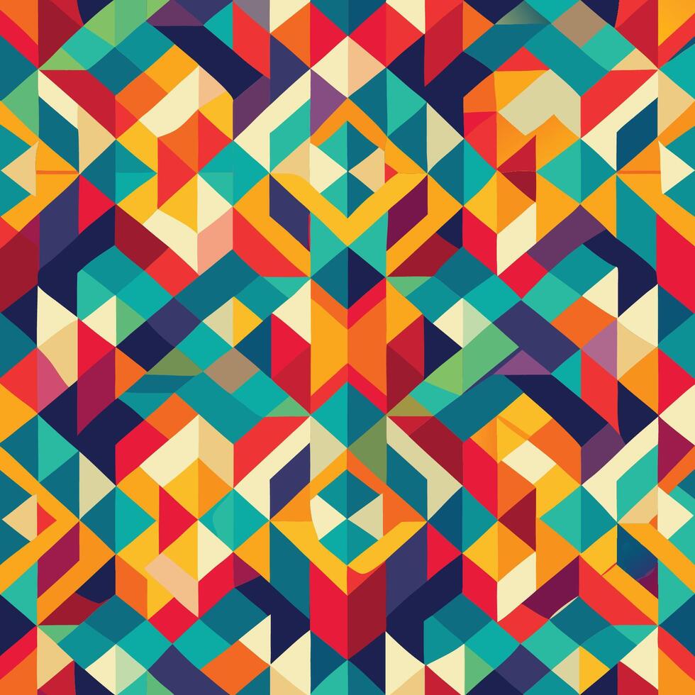 Vibrant Geometric Seamless Pattern A Symphony of Colors and Shapes vector