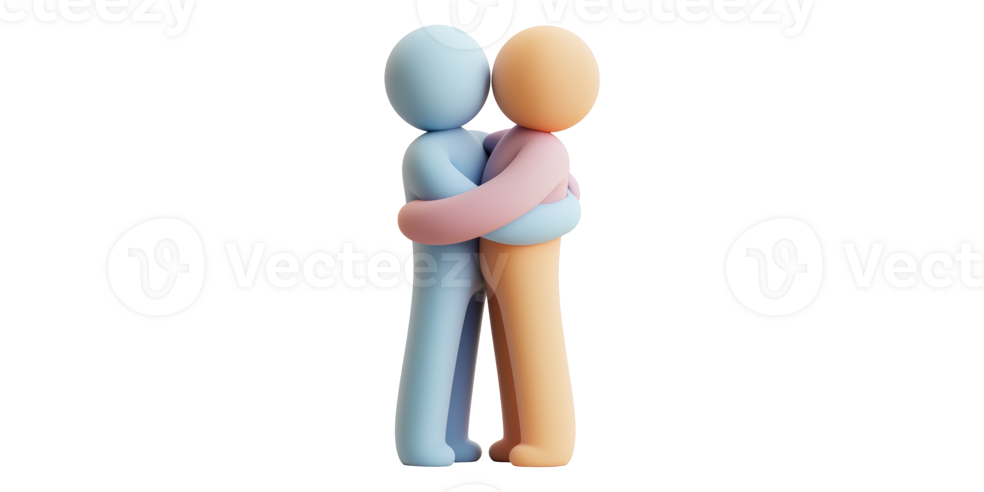 Two figures embracing each other isolated on transparent background png