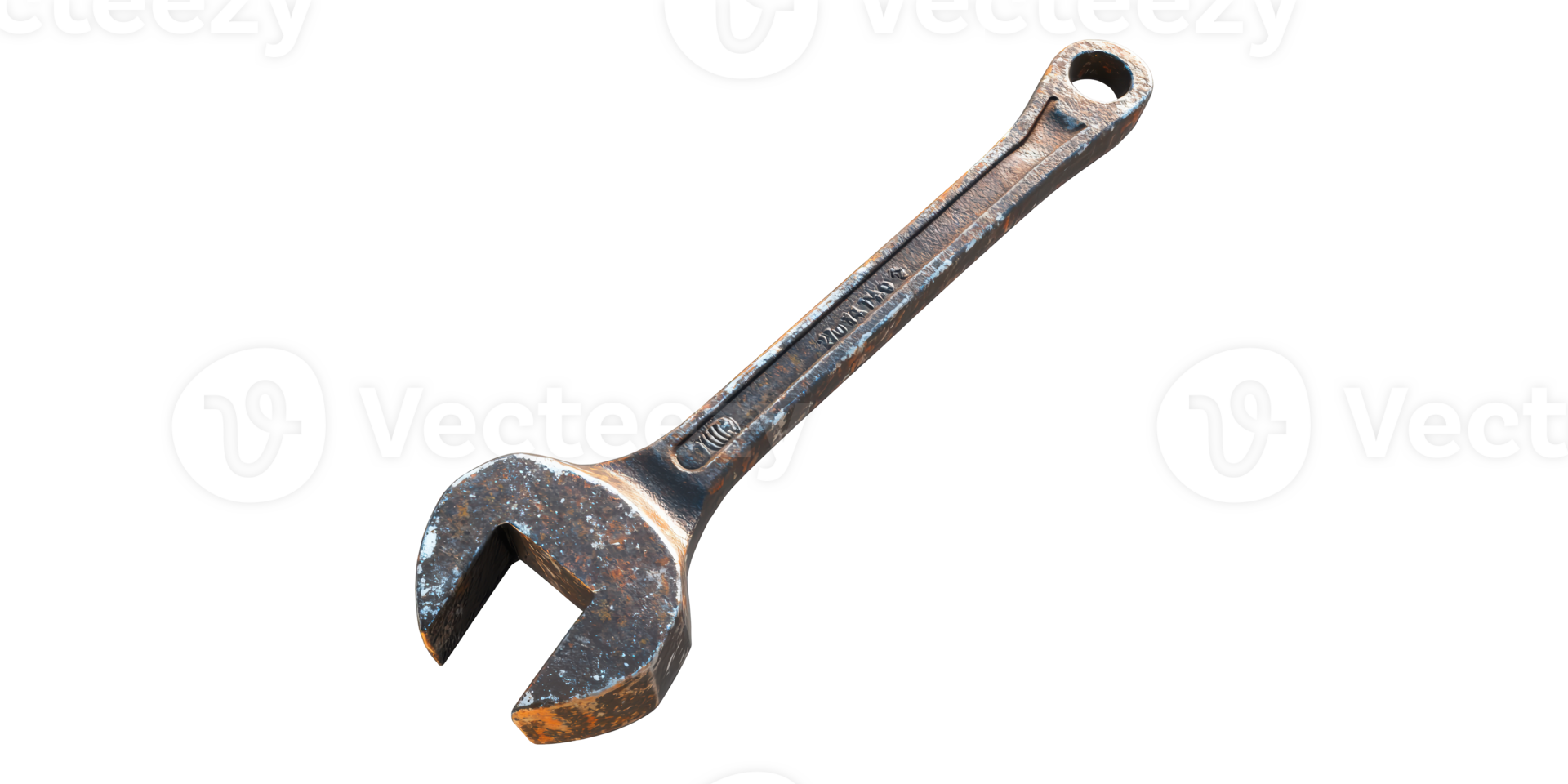 Old rusty wrench isolated on transparent background png