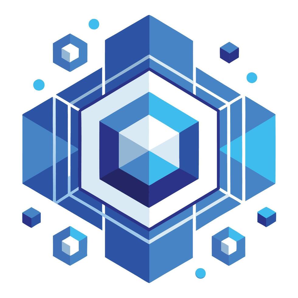 Abstract White Background with Geometric Blue Hexagons vector