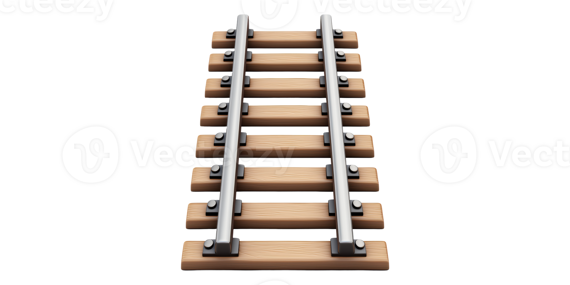 Railroad tracks on wooden sleepers isolated on transparent background png