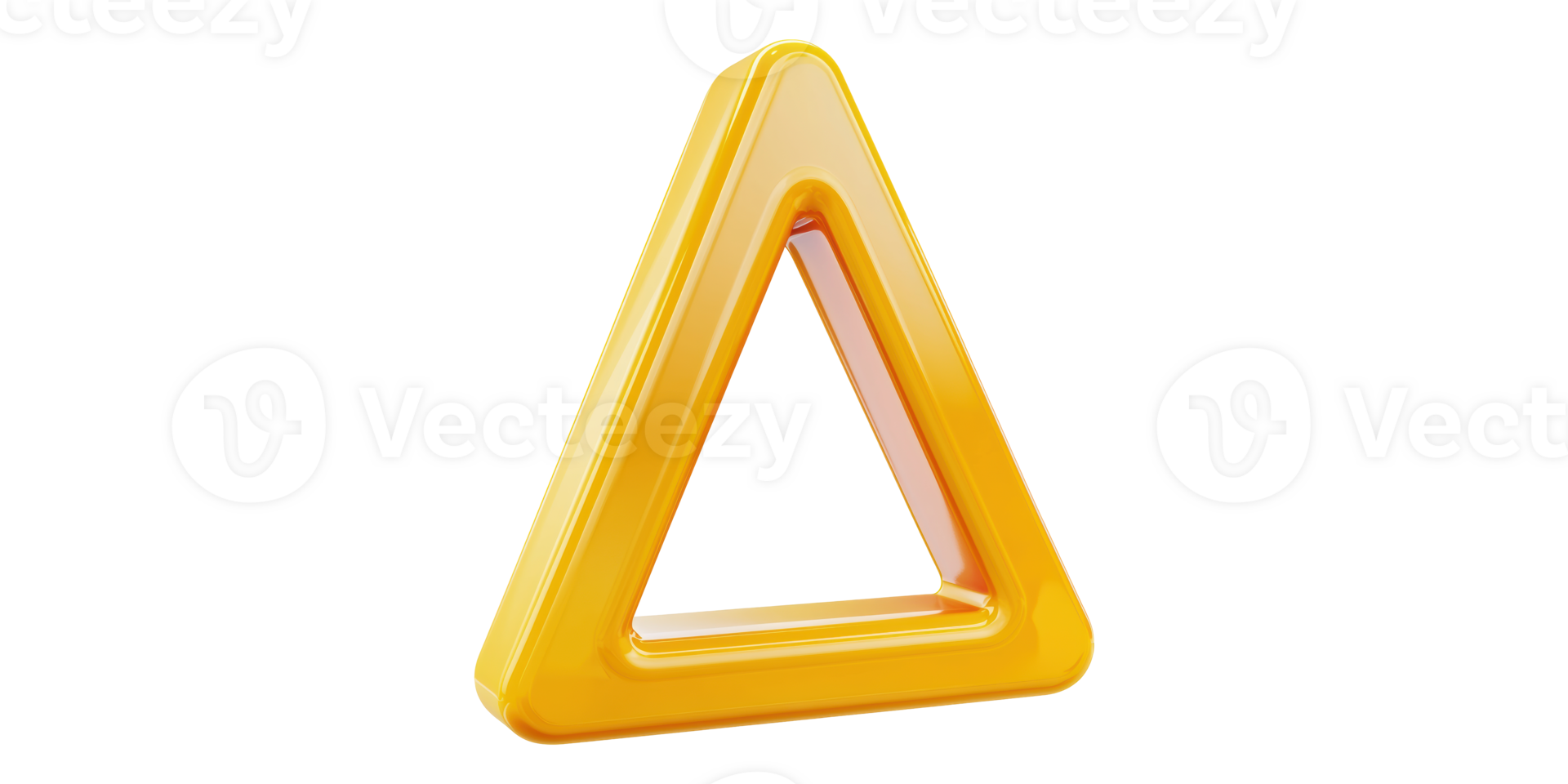 Yellow hollow triangle shape isolated on transparent background png