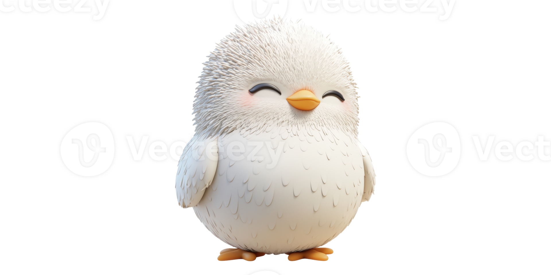 Cute fluffy bird smiling isolated on transparent background png