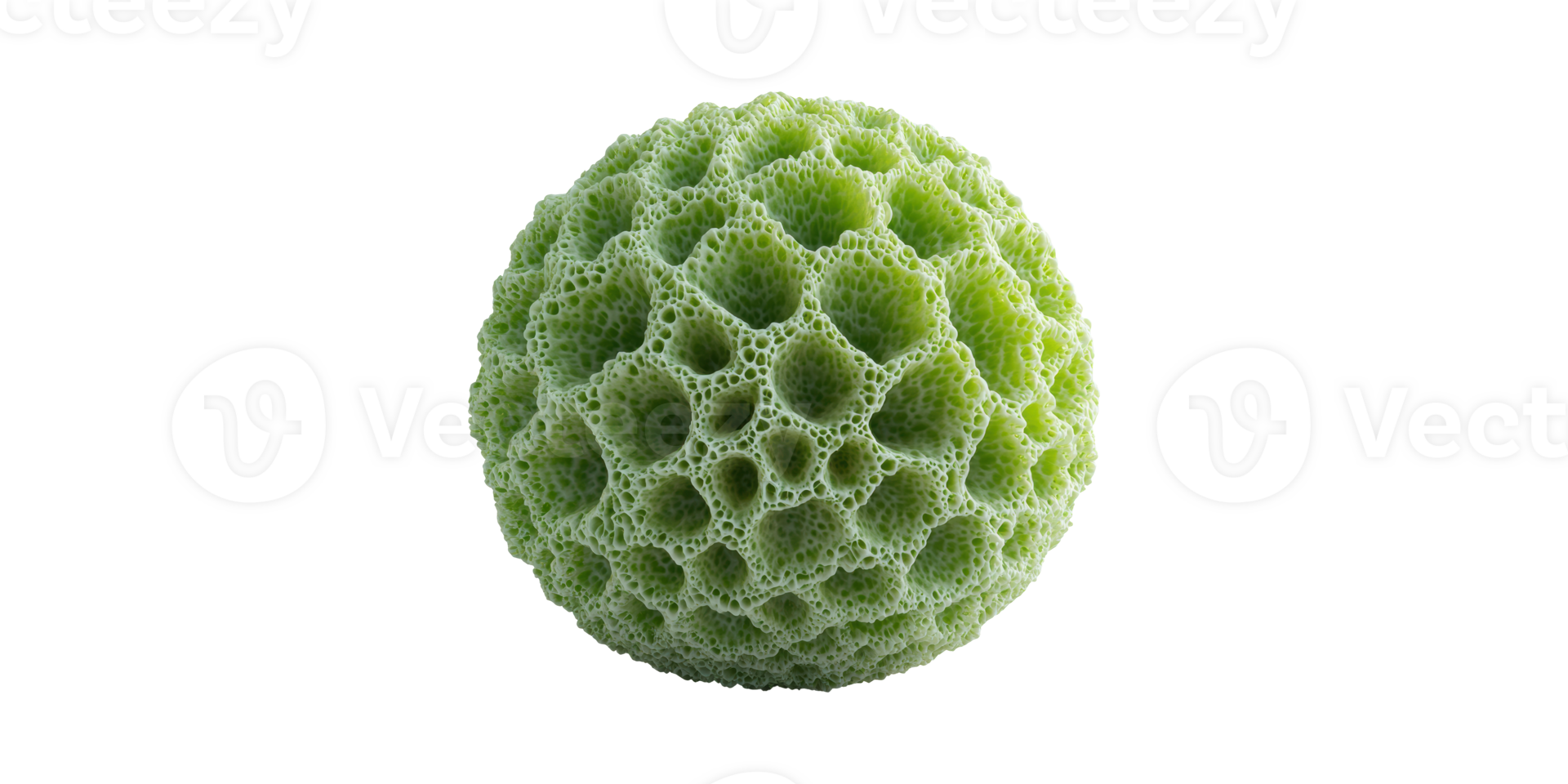 Green Porous Sphere With Honeycomb Structure. Abstract Design And Material Science Concept Isolated On Transparent Background png