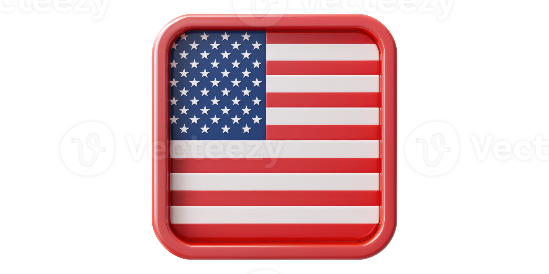Square icon with american flag isolated on transparent background png