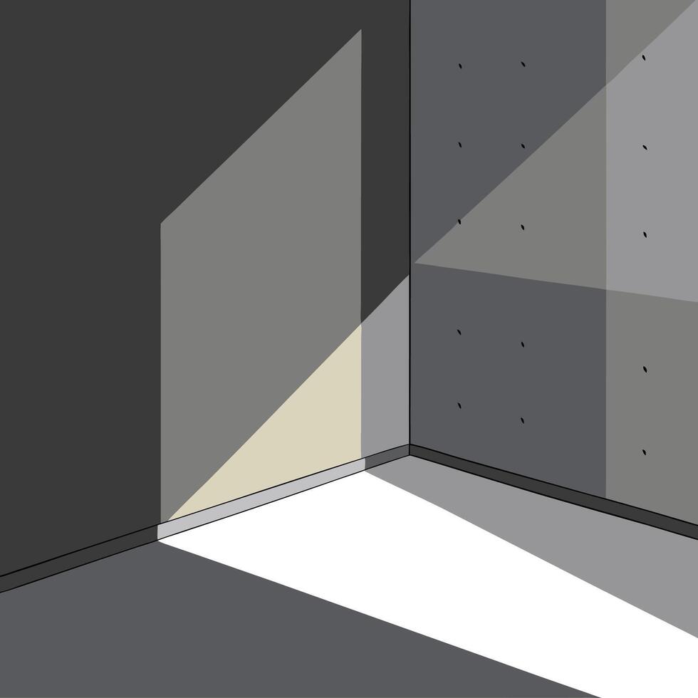 Concrete Room Corner Under Shadow with Cement Texture Wallpaper vector