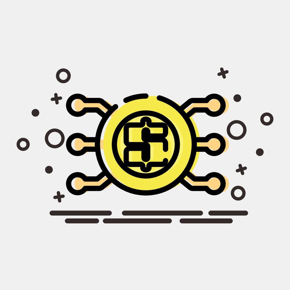 Icon digital money. Cashless society elements. Icon in MBE style. vector