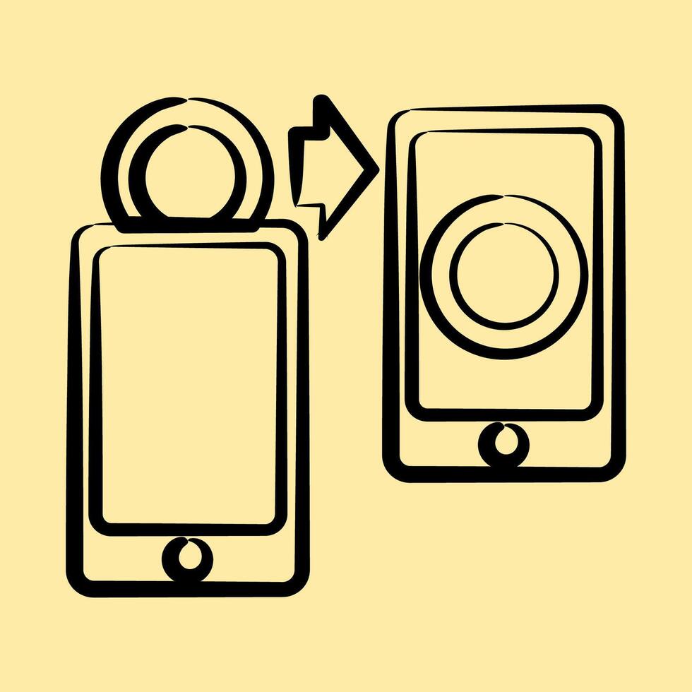 Icon transfer. Cashless society elements. Icon in hand drawn style. vector