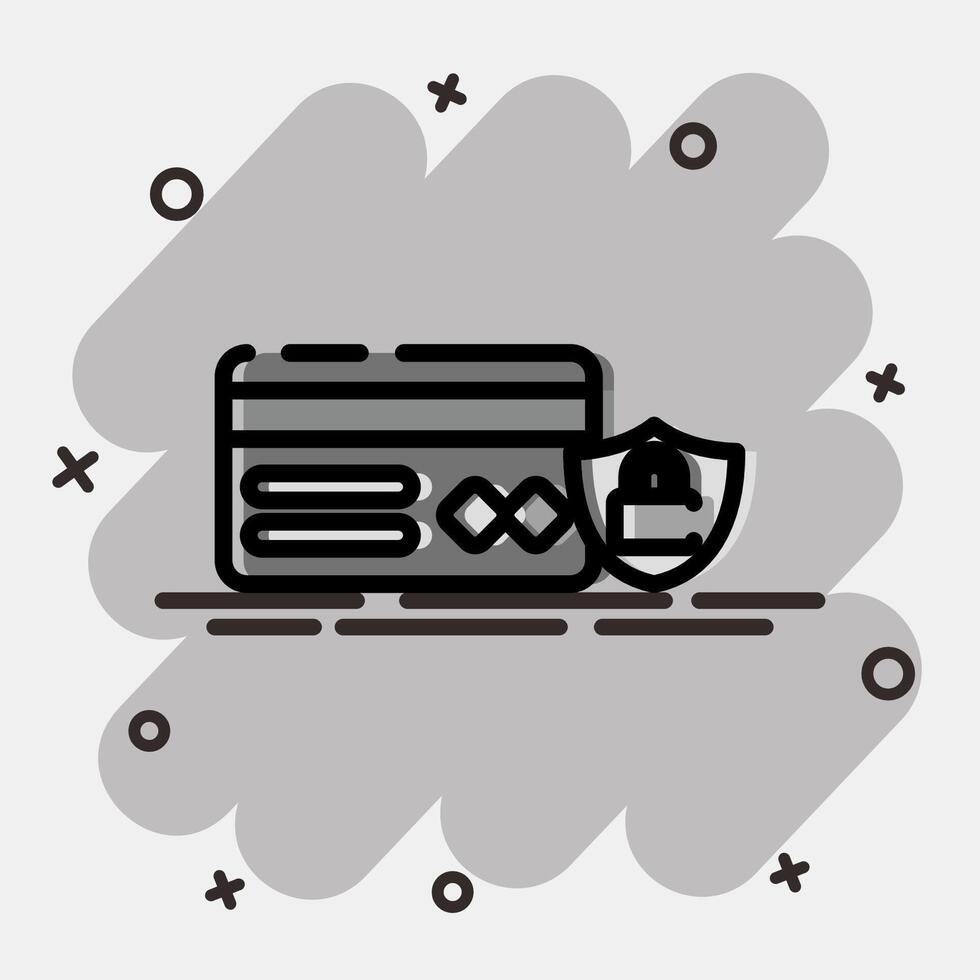 Icon secure payment. Cashless society elements. Icon in comic style. vector